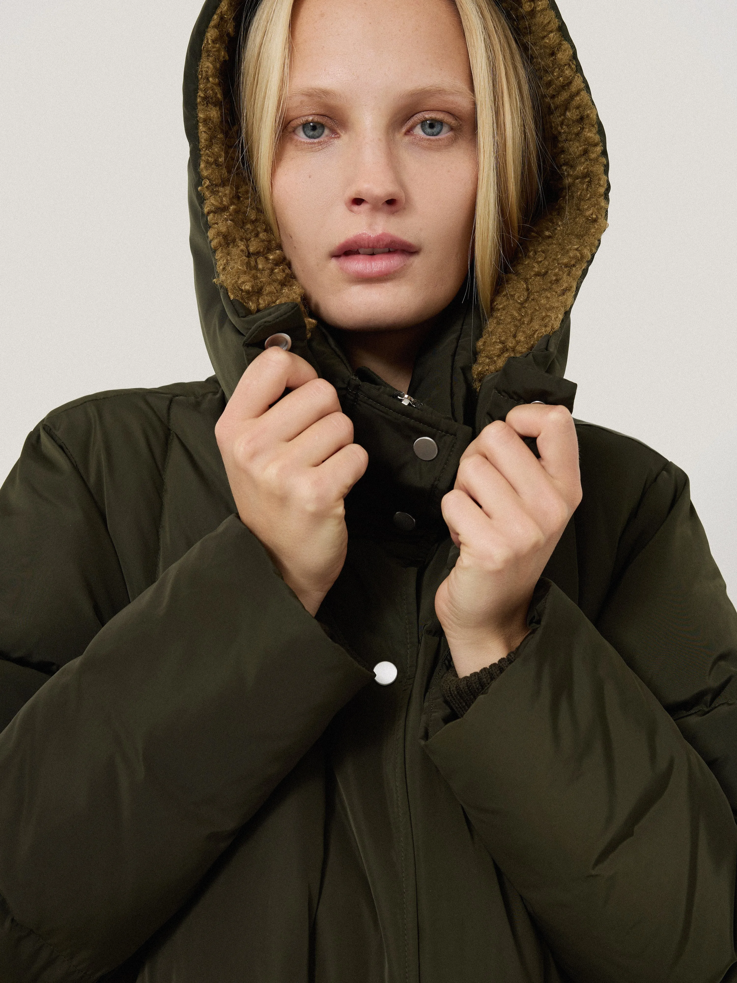 Relaxed Longline Puffer Coat | Dark Kale