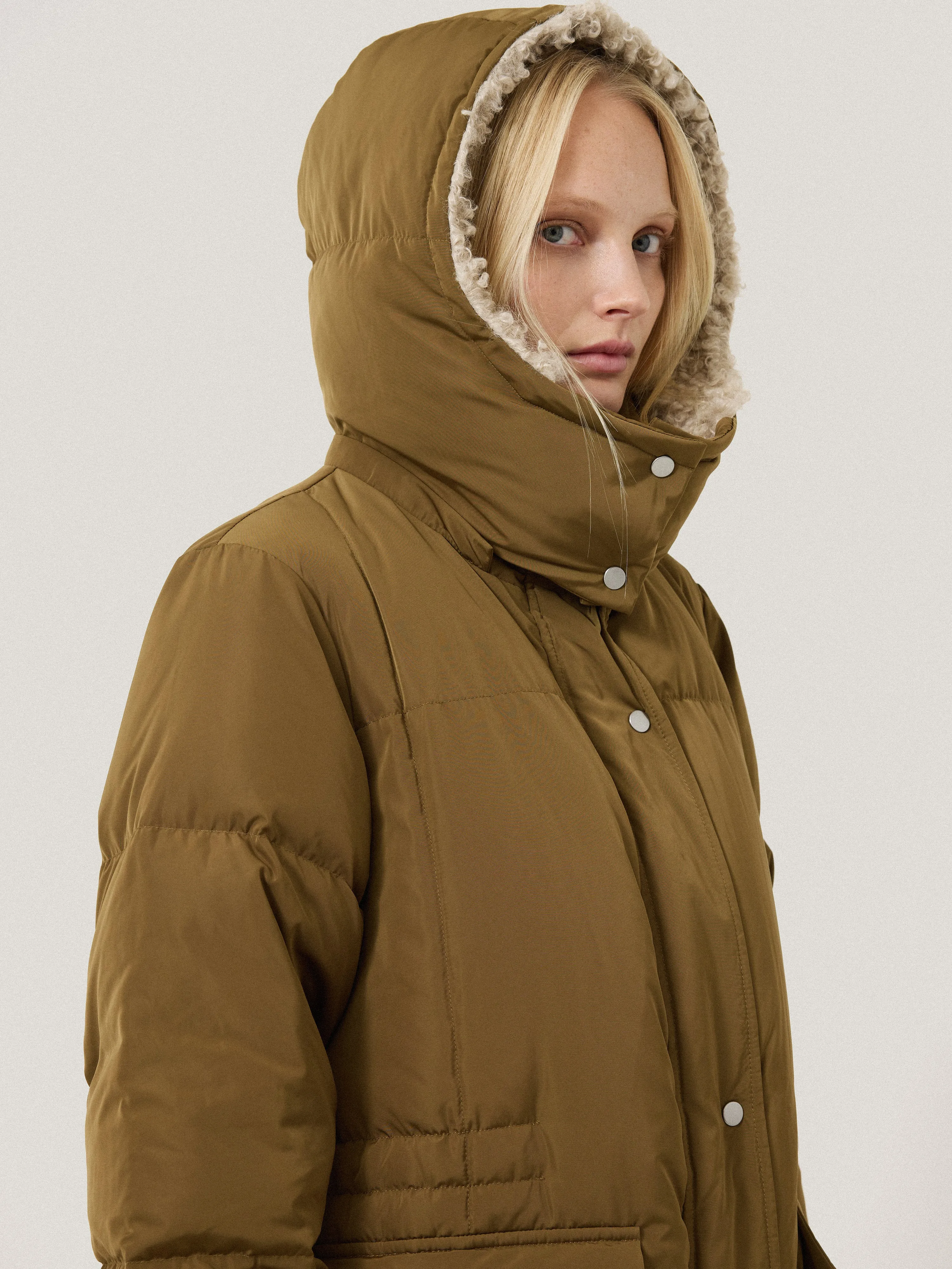 Relaxed Longline Puffer Coat | Stone