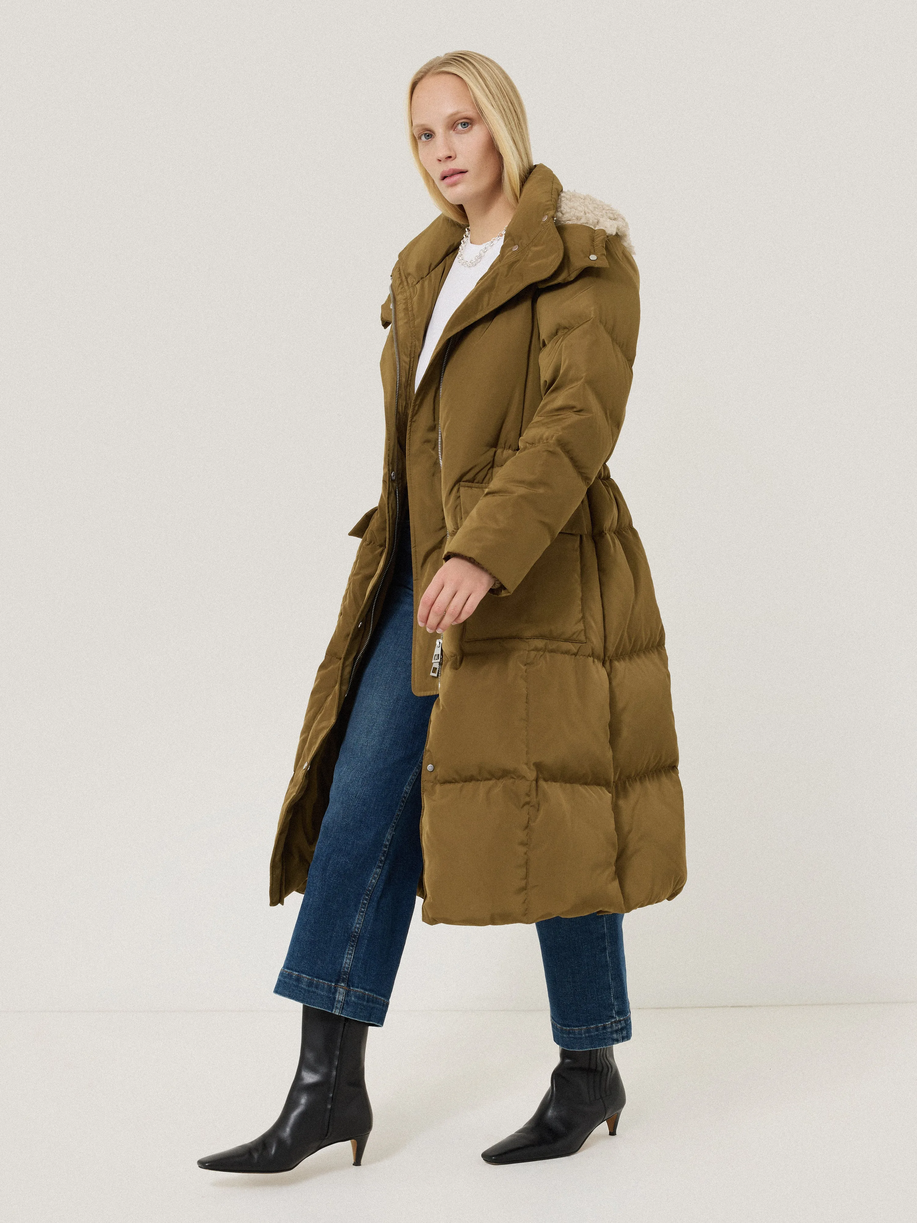 Relaxed Longline Puffer Coat | Stone