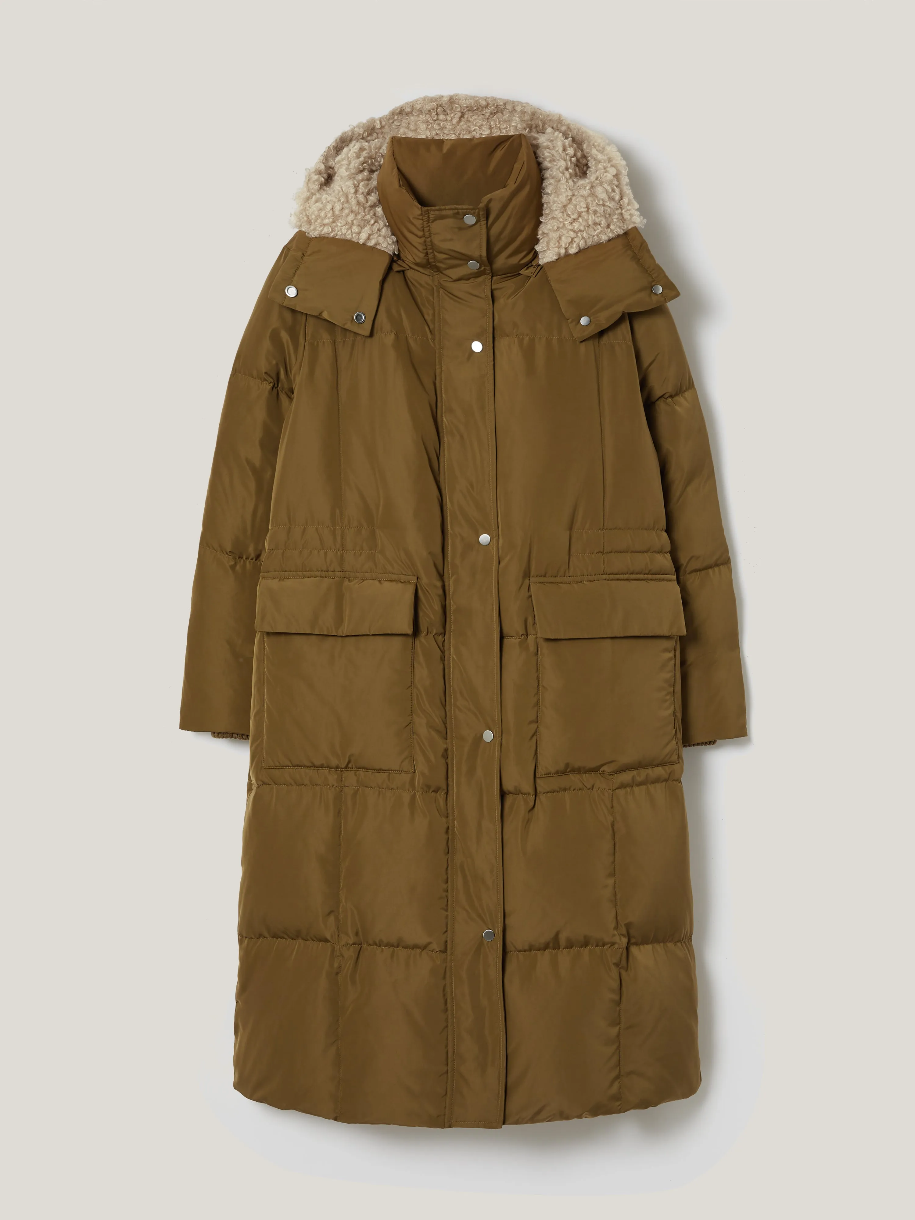 Relaxed Longline Puffer Coat | Stone