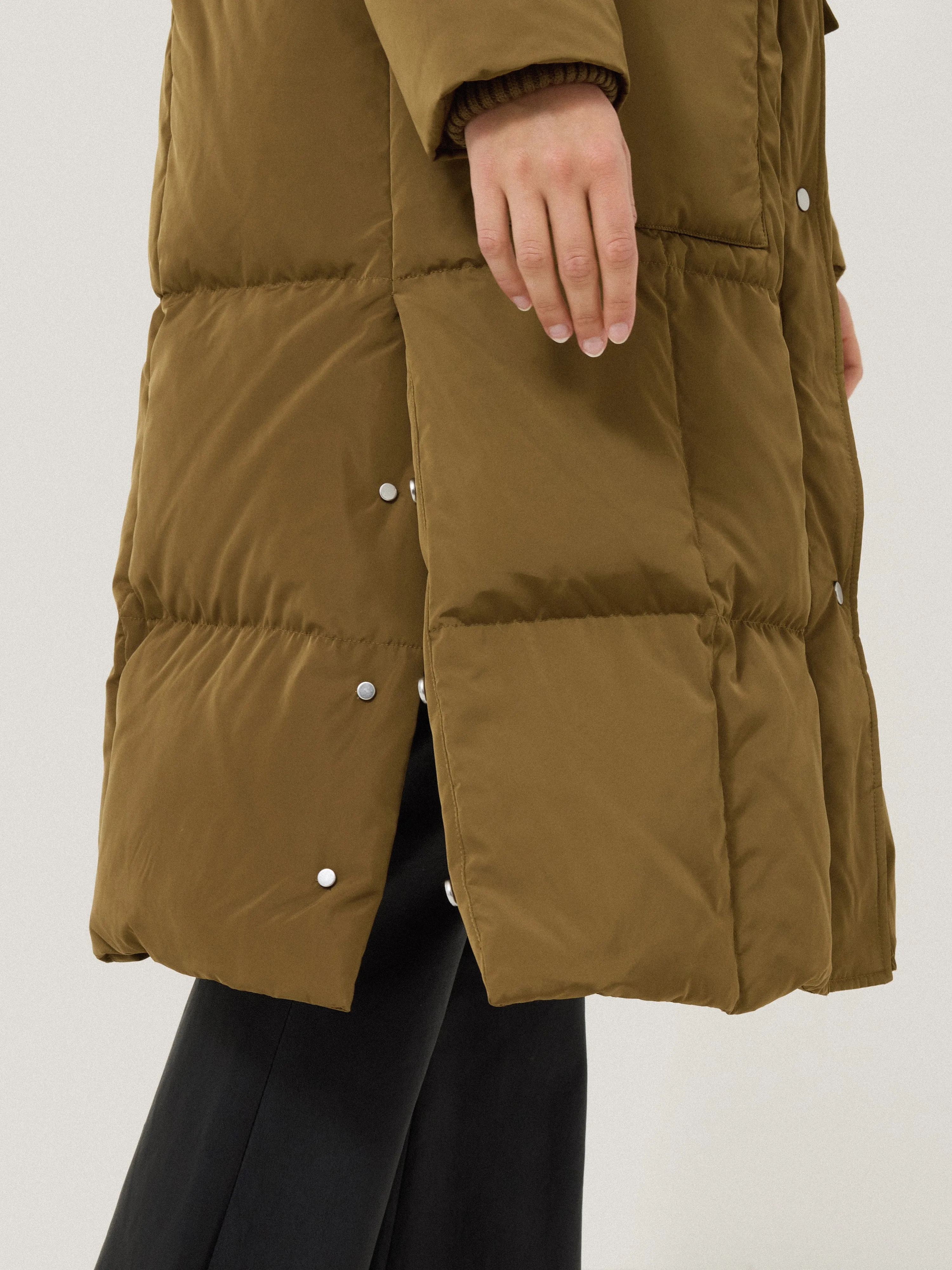 Relaxed Longline Puffer Coat | Stone