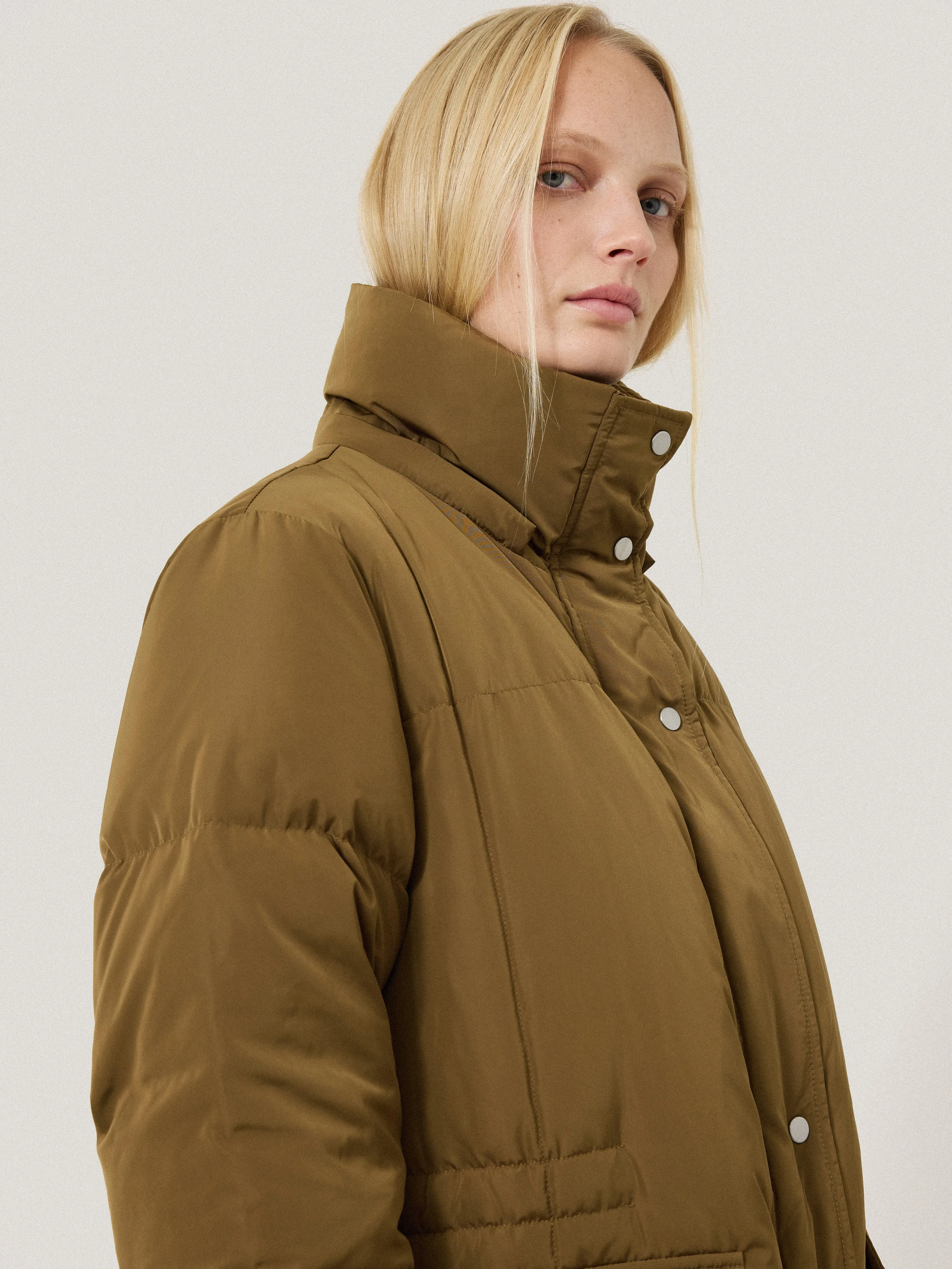 Relaxed Longline Puffer Coat | Stone