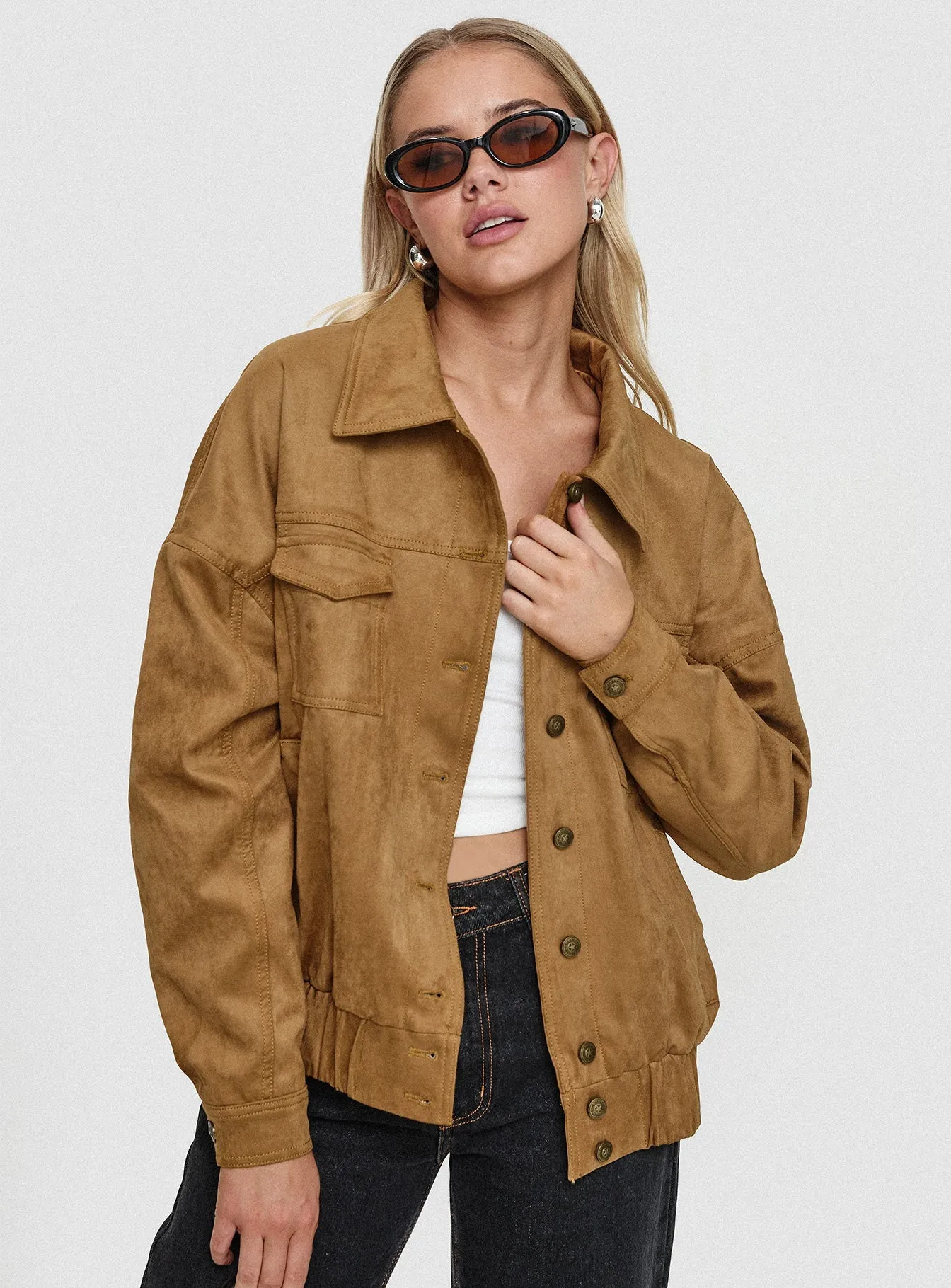 Ristretto Faux Suede Bomber Brown