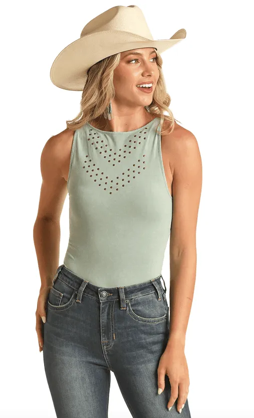 Rock & Roll Cowgirl Women's Turquoise Tank Bodysuit RRW1R0R0YPLT