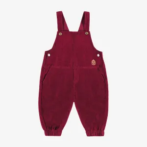 Salopette rouge de coupe ample en velours côtelé, bébé || Loose-fitting red overalls in corduroy, baby