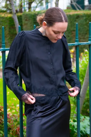 Second Female Esmae Black Lace Trim Shirt