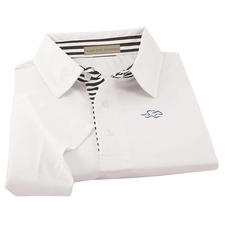 Silky Smooth Eco Polo Striped Collar - White with Navy