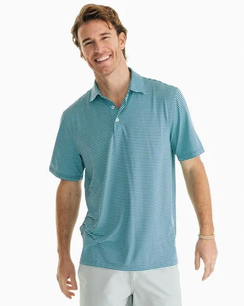 Southern Tide Men's Micro-Stripe Driver Performance Polo Shirt / Offshore Green