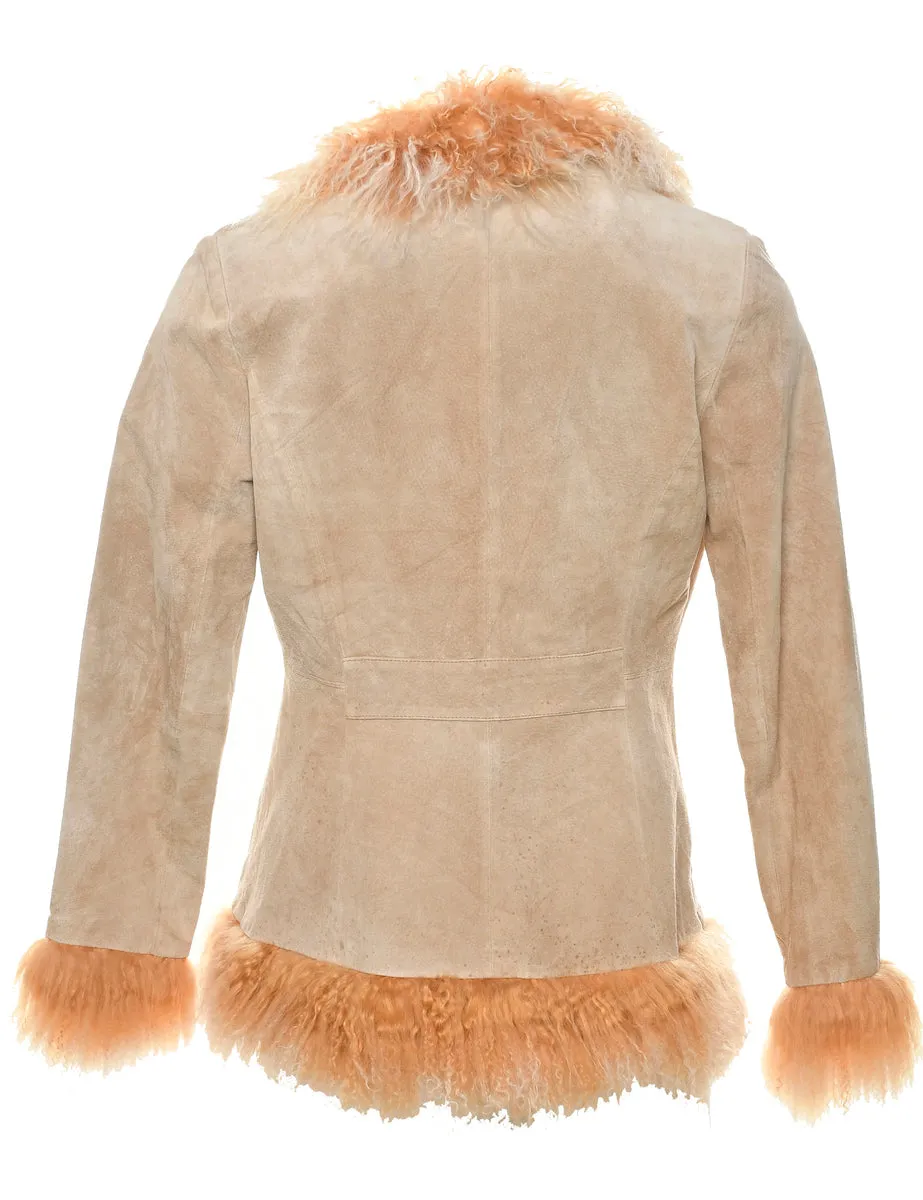 Suede Fur Collar Jacket - S