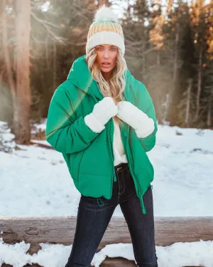 TastyHottie - Stay Awhile Pocketed Hooded Puffer Jacket - Kelly Green