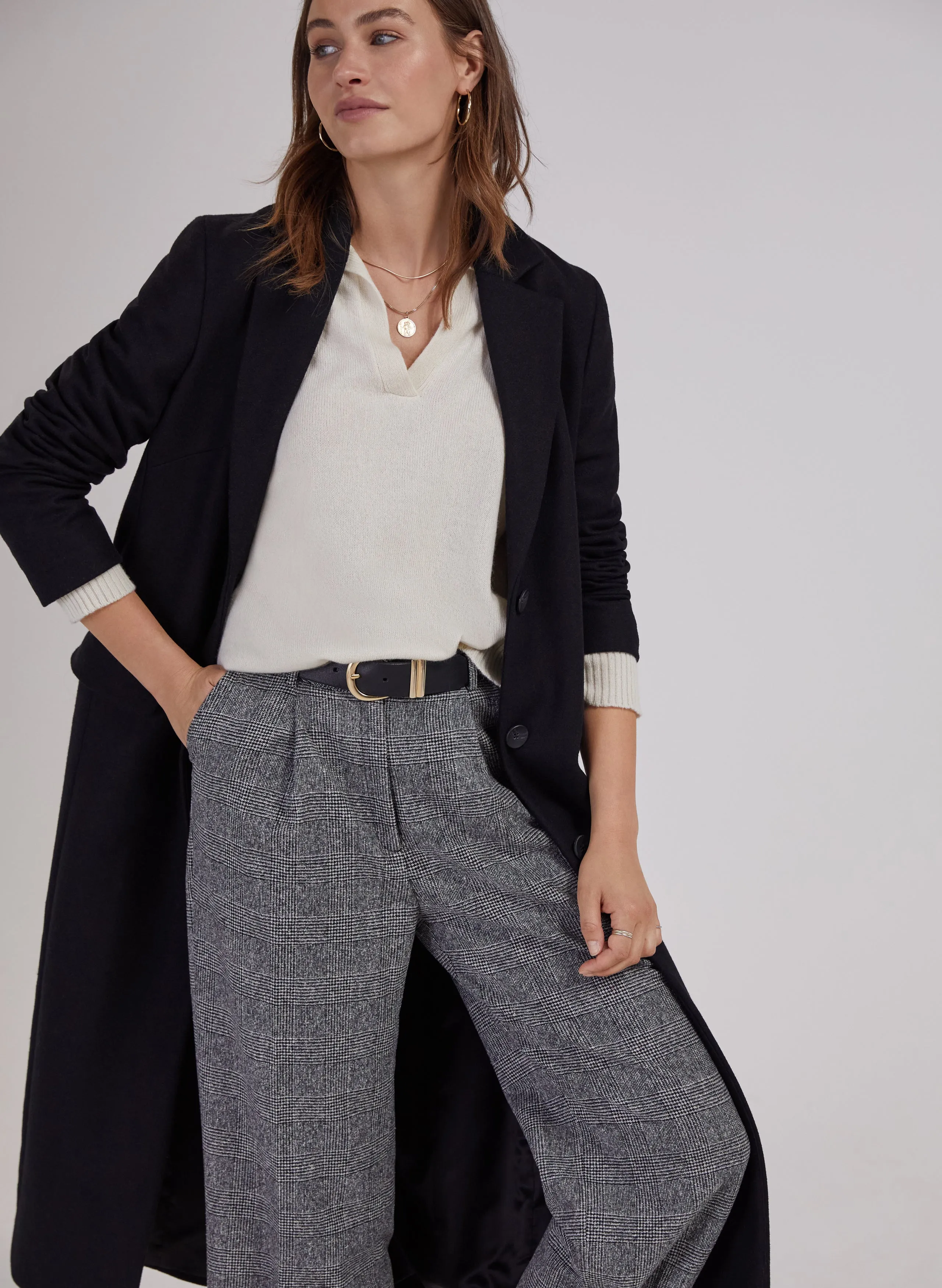 Victoria Wool Blend Wide Leg Trousers