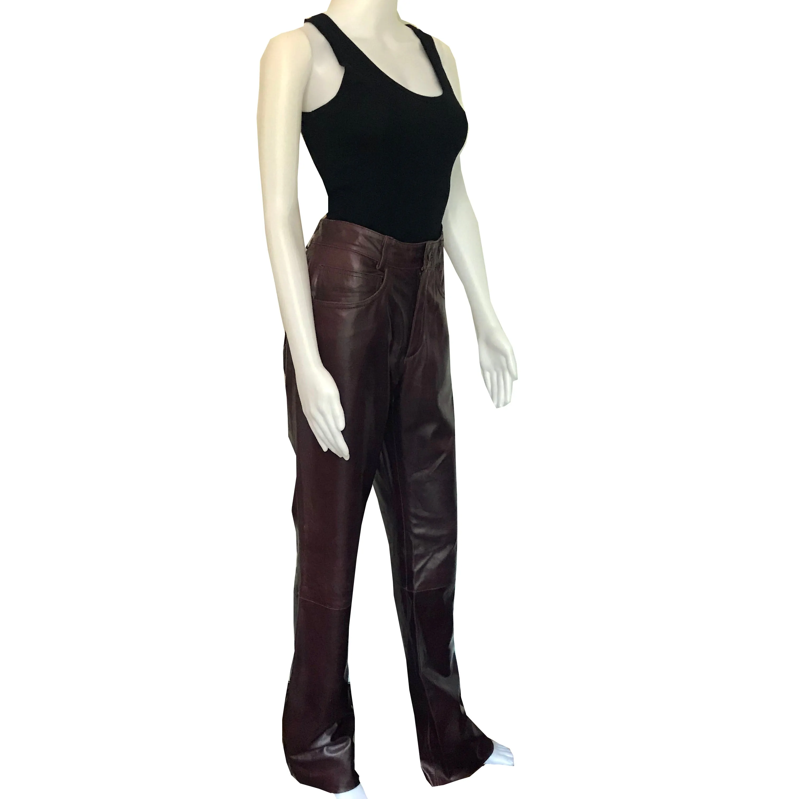 Vintage 1980s Wilsons Leather Burgundy High Waisted Pants