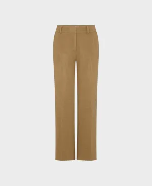 Wide Leg Camel and Wool Blend Trousers