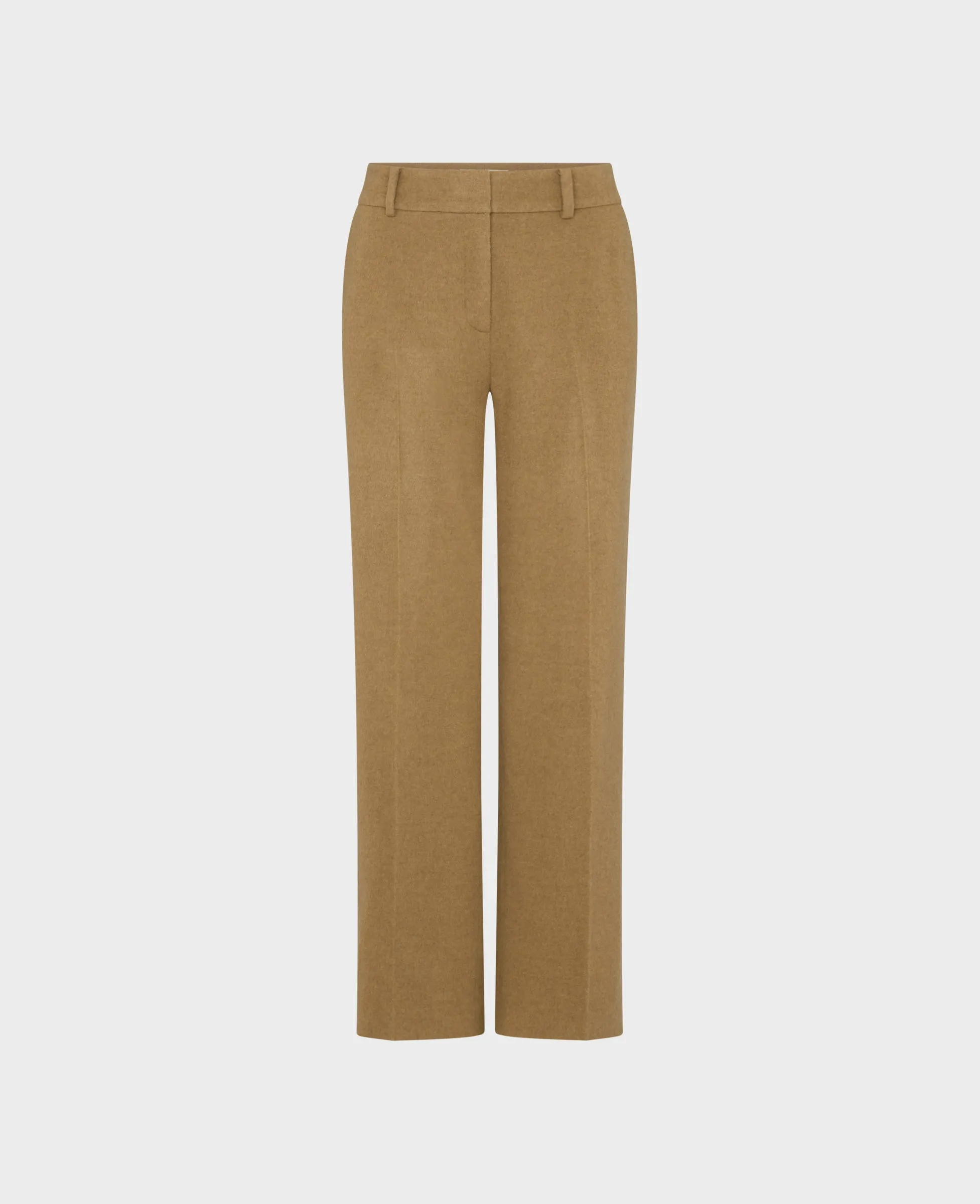 Wide Leg Camel and Wool Blend Trousers