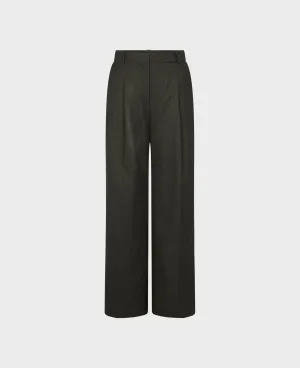 Wide Leg Pleated Wool Trousers